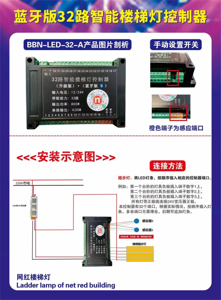 32路楼梯灯控制器说明书正面